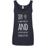 Bible Verses Ladies' 100% Ringspun Cotton Tank Top - "Psalm 119:105" Design 19 (White Font) - Meditate Healing Christian Store
