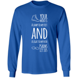 Bible Verse Long Shirt Ultra Cotton T-Shirt - "Psalm 119:105" Design 20 (White Font) - Meditate Healing Christian Store