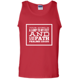 Bible Verse Men 100% Cotton Tank Top - "Psalm 119:105" Design 13 (White Font) - Meditate Healing Christian Store