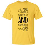 Bible Verse Men 5.3 oz. T-Shirt - "Psalm 119:105" Design 20 (Black Font) - Meditate Healing Christian Store