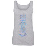 Bible Verses Ladies' 100% Ringspun Cotton Tank Top - "Psalm 61:2" Design 2 - Meditate Healing Christian Store