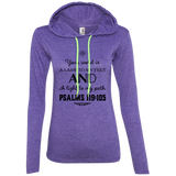 Bible Verse Ladies' Long Sleeve T-Shirt Hoodie - "Psalm 119:105" Design 5 (Black Font) - Meditate Healing Christian Store
