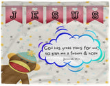 Hope Inspiring Kids Snuggly Blanket - God Has Great Plans For Me ~Jeremiah 29:11~ (Design: Monkey)