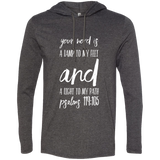 Bible Verse Men Long Sleeve T-Shirt Hoodie - "Psalm 119:105" Design 9 (White Font) - Meditate Healing Christian Store