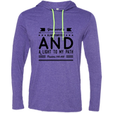 Bible Verse Men Long Sleeve T-Shirt Hoodie - "Psalm 119:105" Design 14 (Black Font) - Meditate Healing Christian Store