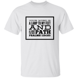 Bible Verse Men 5.3 oz. T-Shirt - "Psalm 119:105" Design 13 (Black Font) - Meditate Healing Christian Store