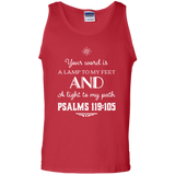 Bible Verse Men 100% Cotton Tank Top - "Psalm 119:105" Design 5 (White Font) - Meditate Healing Christian Store