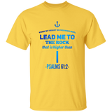 Bible Verse Men 5.3 oz. T-Shirt - "Psalm 61:2" Design 1 - Meditate Healing Christian Store