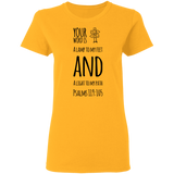 Bible Verse Ladies' 5.3 oz. T-Shirt - "Psalm 119:105" Design 19 (Black Font) - Meditate Healing Christian Store