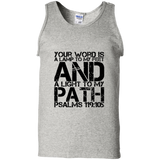 Bible Verse Men 100% Cotton Tank Top - "Psalm 119:105" Design 7 (Black Font) - Meditate Healing Christian Store