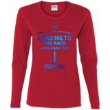 Bible Verse Ladies' Cotton Long Sleeve T-Shirt - "Psalm 61:2" Design 1 - Meditate Healing Christian Store