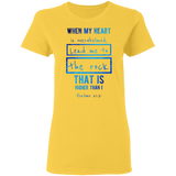 Bible Verses Ladies' 5.3 oz. T-Shirt - "Psalm 61:2" Design 5 - Meditate Healing Christian Store