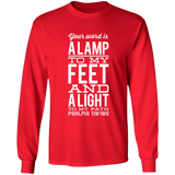 Bible Verse Long Shirt Ultra Cotton T-Shirt - "Psalm 119:105" Design 4 (White Font) - Meditate Healing Christian Store