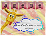 Hope Inspiring Kids Snuggly Blanket - I Am God's Masterpiece ~Ephesians 2:10~ (Design: Giraffe 1)