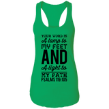 Bible Verses Ladies Ideal Racerback Tank - "Psalm 119:105" Design 3 (Black Font) - Meditate Healing Christian Store
