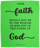 Typography Premium Sherpa Mink Blanket - Faith In The Power Of God ~1 Corinthians 2:5~