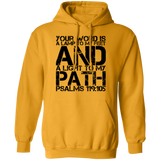 Bible Verse Men G185 Pullover Hoodie 8 oz. - Your Word Is Light To My Path ~Psalm 119:105~ Design 7