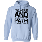 Bible Verse Men G185 Pullover Hoodie 8 oz. - Your Word Is Light To My Path ~Psalm 119:105~ Design 7