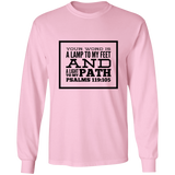 Bible Verse Long Sleeve  Ultra Cotton T-Shirt - "Psalm 119:105" Design 13 (Black Font) - Meditate Healing Christian Store