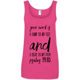 Bible Verses Ladies' 100% Ringspun Cotton Tank Top - "Psalm 119:105" Design 9 (Black Font) - Meditate Healing Christian Store