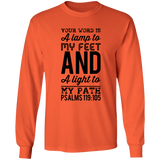 Bible Verse Long Sleeve  Ultra Cotton T-Shirt - "Psalm 119:105" Design 3 (Black Font) - Meditate Healing Christian Store