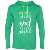 Bible Verse Men Long Sleeve T-Shirt Hoodie - "Psalm 119:105" Design 9 (White Font) - Meditate Healing Christian Store