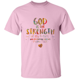 Bible Verse Men 5.3 oz. T-Shirt - "Psalm 73:26" Design 12 - Meditate Healing Christian Store