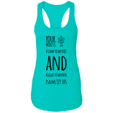 Bible Verses Ladies Ideal Racerback Tank - "Psalm 119:105" Design 19 (Black Font) - Meditate Healing Christian Store