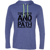 Bible Verse Men Long Sleeve T-Shirt Hoodie - "Psalm 119:105" Design 7 (Black Font) - Meditate Healing Christian Store