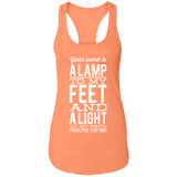 Bible Verse Ladies Ideal Racerback Tank - "Psalm 119:105" Design 4 (White Font) - Meditate Healing Christian Store