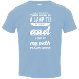 Bible Verse Toddler Jersey T-Shirt - "Psalm 119:105" Design 17 (White Font) - Meditate Healing Christian Store