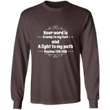 Bible Verse Unisex Long Sleeve T-Shirt - Your Word Is Light To My Path ~Psalm 119:105~ Design 1