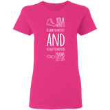 Bible Verse Ladies' 5.3 oz. T-Shirt - "Psalm 119:105" Design 20 (White Font) - Meditate Healing Christian Store