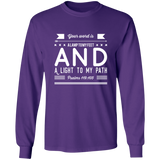 Bible Verse Long Shirt Ultra Cotton T-Shirt - "Psalm 119:105" Design 14 (White Font) - Meditate Healing Christian Store