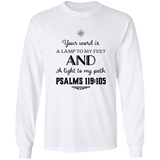 Bible Verse Long Sleeve  Ultra Cotton T-Shirt - "Psalm 119:105" Design 5 (Black Font) - Meditate Healing Christian Store