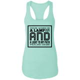Bible Verses Ladies Ideal Racerback Tank - "Psalm 119:105" Design 12 (Black Font) - Meditate Healing Christian Store