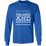 Bible Verse Unisex Long Sleeve T-Shirt - Your Word Is Light To My Path ~Psalm 119:105~ Design 10