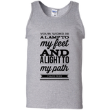 Bible Verse Men 100% Cotton Tank Top - "Psalm 119:105" Design 15 (Black Font) - Meditate Healing Christian Store