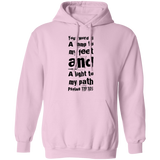 Bible Verse Men G185 Pullover Hoodie 8 oz. - Your Word Is Light To My Path ~Psalm 119:105~ Design 6