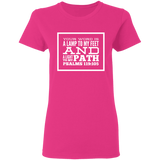 Bible Verse Ladies' 5.3 oz. T-Shirt - "Psalm 119:105" Design 13 (White Font) - Meditate Healing Christian Store