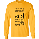 Bible Verse Long Sleeve  Ultra Cotton T-Shirt - "Psalm 119:105" Design 18 (Black Font) - Meditate Healing Christian Store