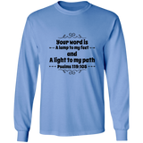 Bible Verse Unisex Long Sleeve T-Shirt - Your Word Is Light To My Path ~Psalm 119:105~ Design 1