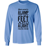 Bible Verse Long Sleeve  Ultra Cotton T-Shirt - "Psalm 119:105" Design 4 (Black Font) - Meditate Healing Christian Store