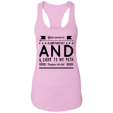 Bible Verses Ladies Ideal Racerback Tank - "Psalm 119:105" Design 14 (Black Font) - Meditate Healing Christian Store