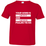 Bible Verse Toddler Jersey T-Shirt - "Psalm 119:105" Design 21 (White Font) - Meditate Healing Christian Store