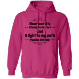 Bible Verse Men G185 Pullover Hoodie 8 oz. - Your Word Is Light To My Path ~Psalm 119:105~ Design 1