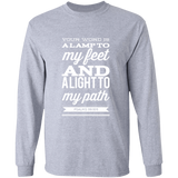 Bible Verse Long Shirt Ultra Cotton T-Shirt - "Psalm 119:105" Design 15 (White Font) - Meditate Healing Christian Store