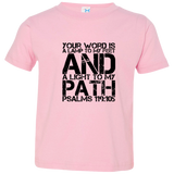 Bible Verse Toddler Jersey T-Shirt - "Psalm 119:105" Design 7 (Black Font) - Meditate Healing Christian Store