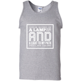 Bible Verse Men 100% Cotton Tank Top - "Psalm 119:105" Design 12 (White Font) - Meditate Healing Christian Store