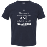 Bible Verse Toddler Jersey T-Shirt - "Psalm 119:105" Design 5 (White Font) - Meditate Healing Christian Store